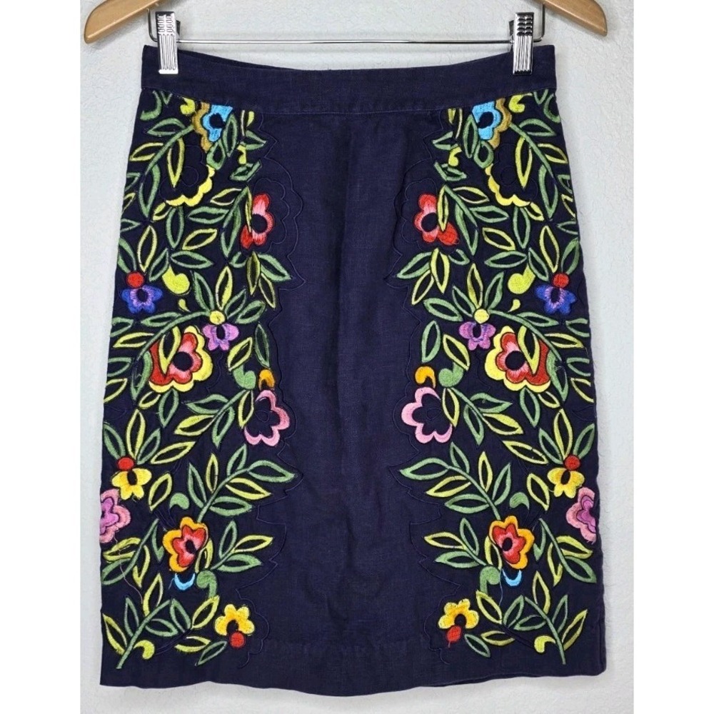 Moulinette Soeurs Anthropologie Women 2 Skirt Embroidered Boho Linen Floral Core